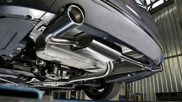close up of car exhaust system